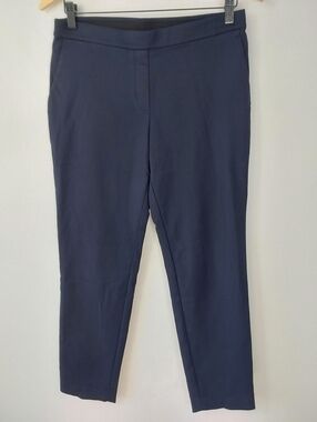 Theory Navy Blue Stretch Pull On Tapered Ankle Dress Pant